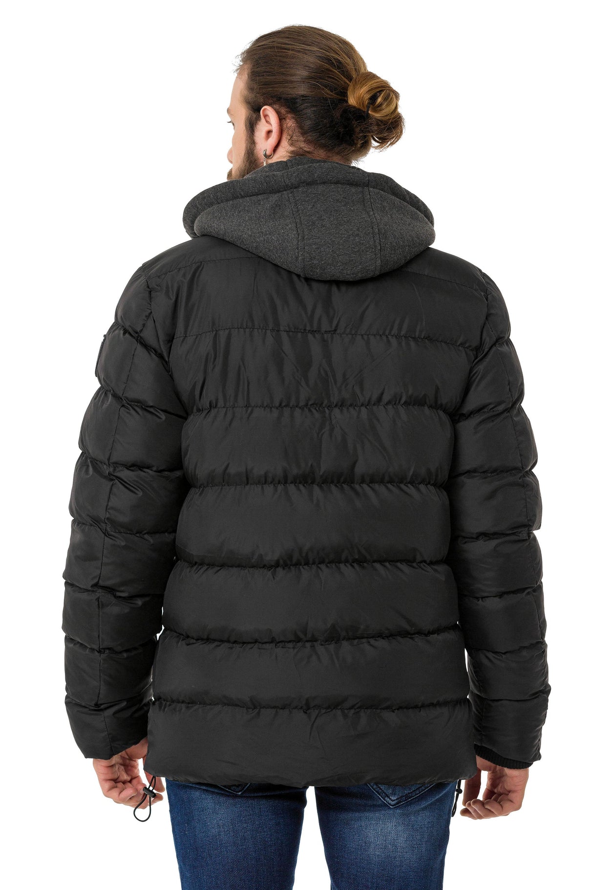CM202 Men's Winter Jacket – Beige with Detachable Hood & Functional Details