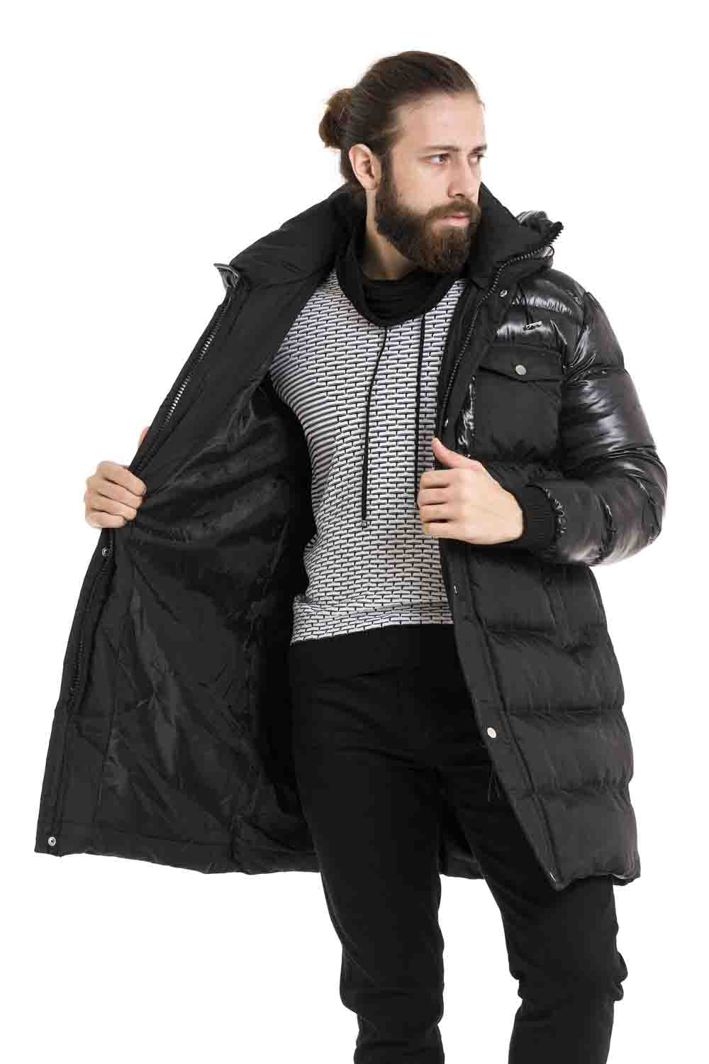 CM209 Men's Winter Jacket – Long Cut & Warmly Lined | Detachable Hood with Zipper