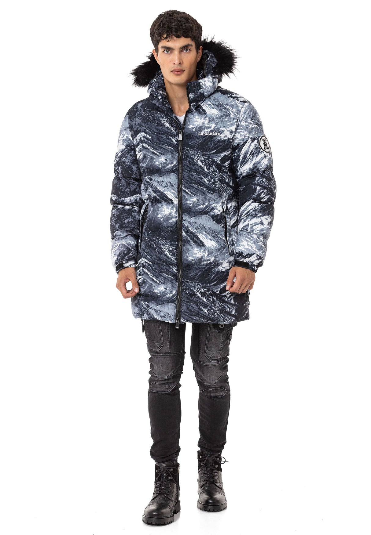 CM217 Men's Winter Jacket – Long Cut | Warmly lined with fur hood & eye-catching design