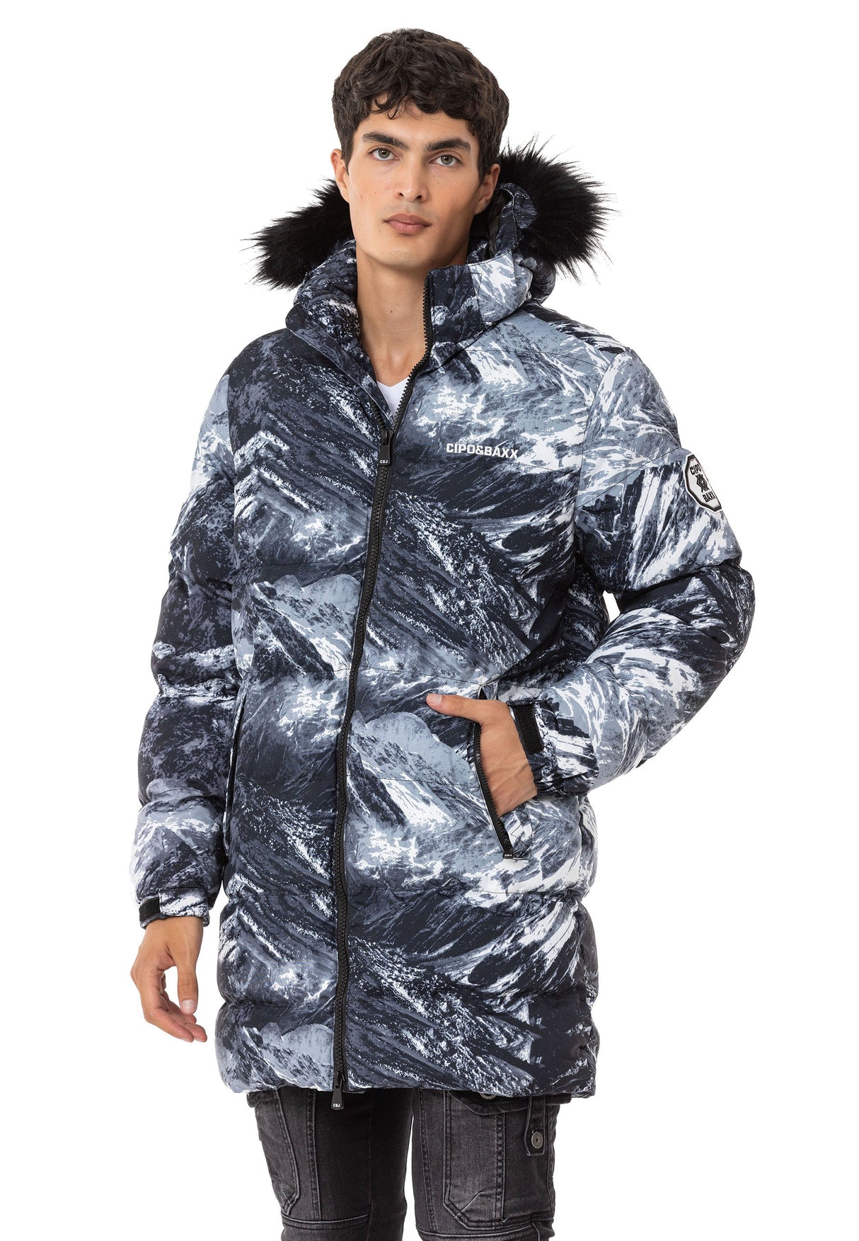 CM217 Men's Winter Jacket – Long Cut | Warmly lined with fur hood & eye-catching design