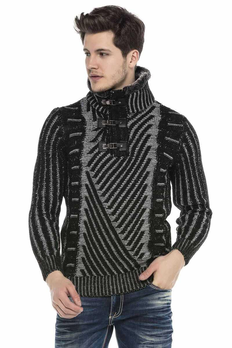 CP212 ECRU BLACK-GREY MEN'S SWEATER