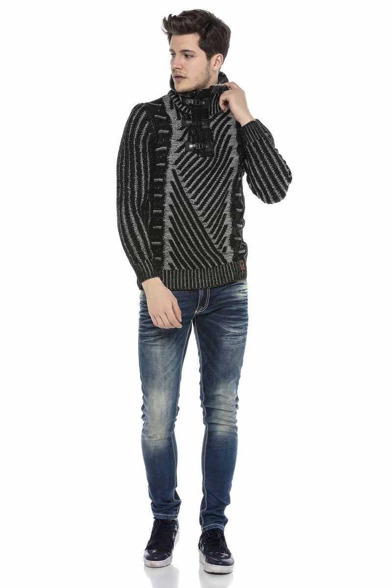 CP212 ECRU BLACK-GREY MEN'S SWEATER