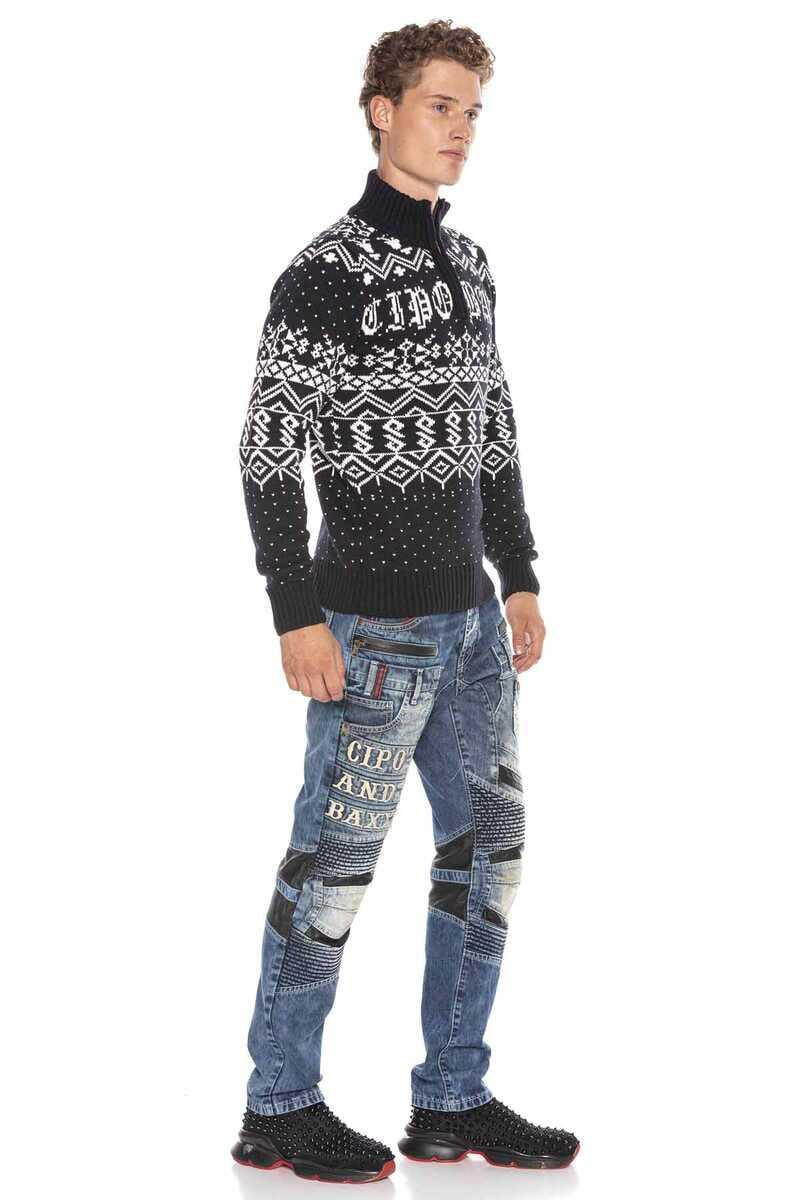 CP233 DARK BLUE MEN'S SWEATER