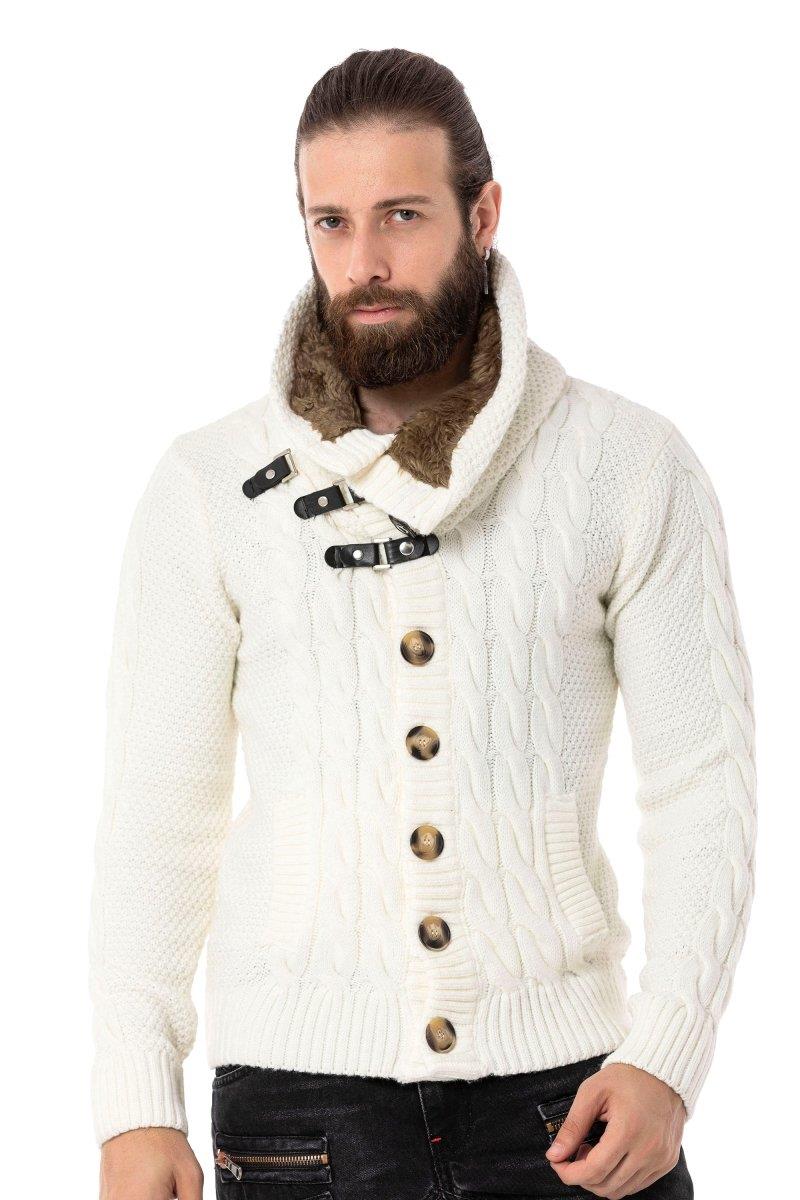 CP265 Men's knitted sweater with trendy shawl collar