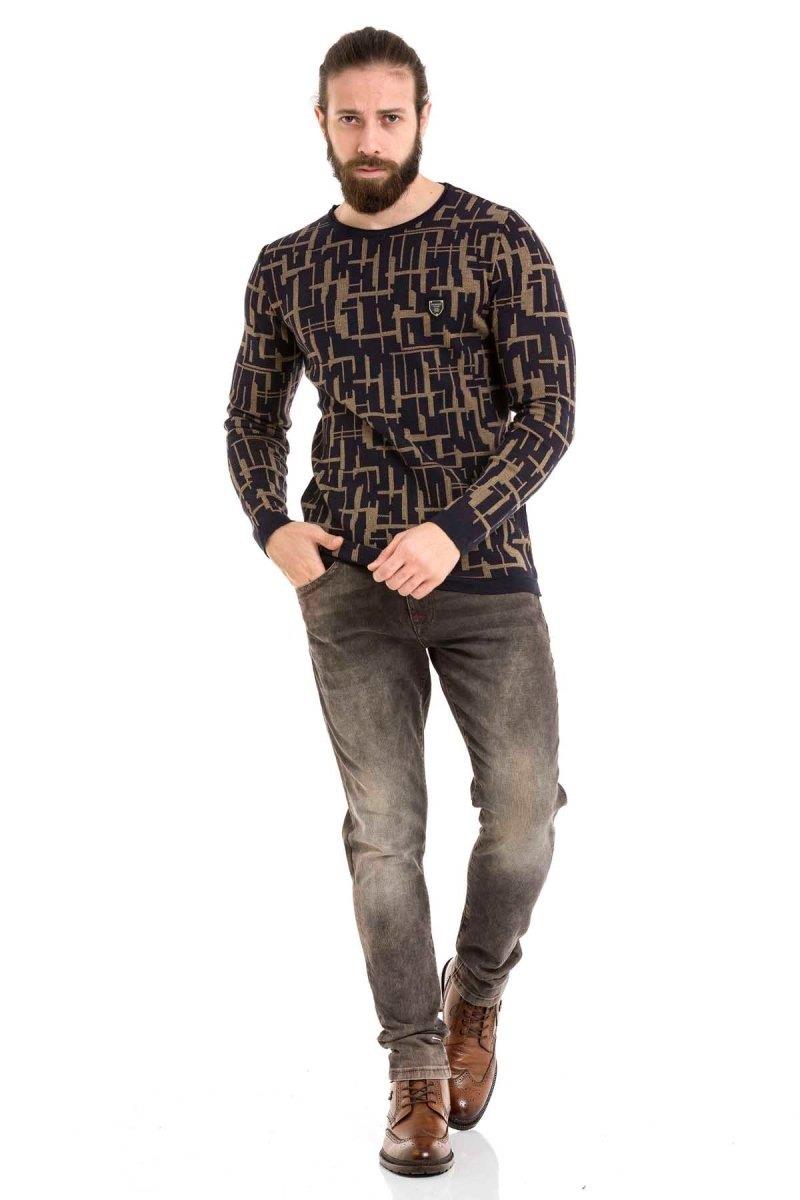 CP277 Men's knitted sweater with modern pattern