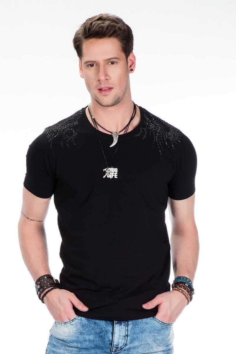 CT376 Men's T-shirt with gemstone embroidery