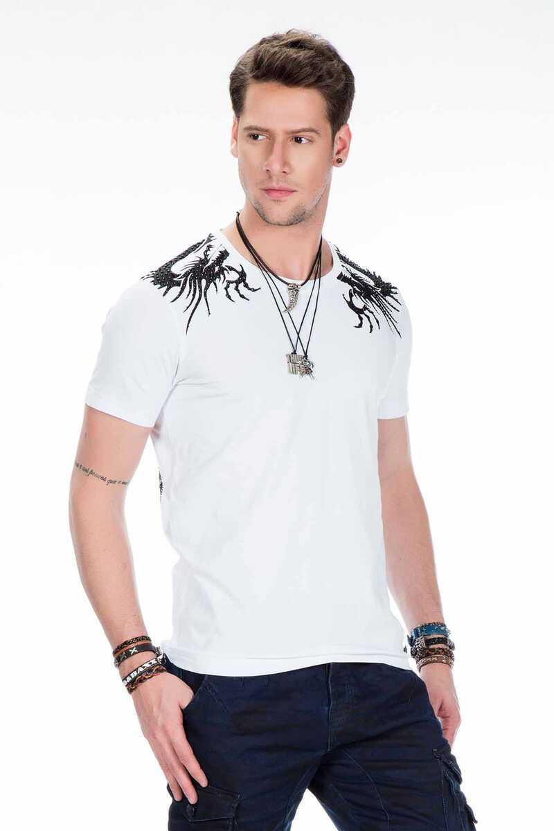 CT376 Men's T-shirt with gemstone embroidery