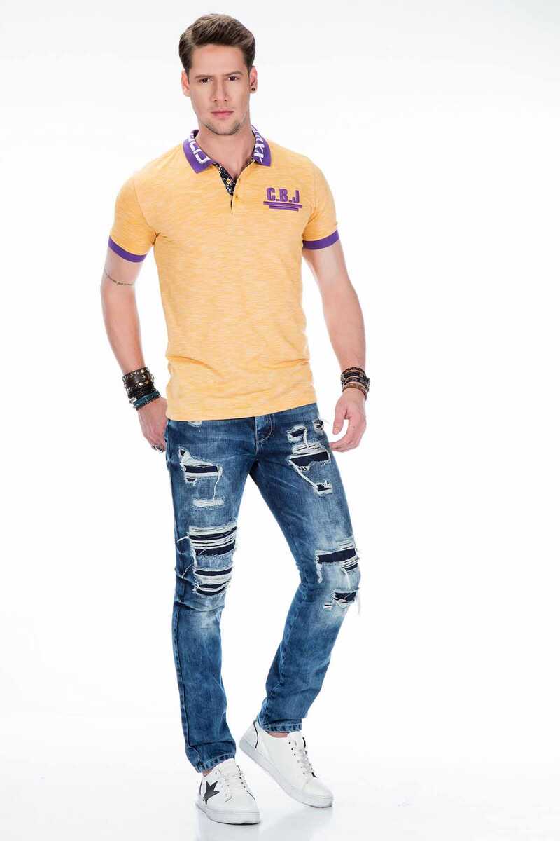 CT416 Men's polo shirt with logo print on the collar