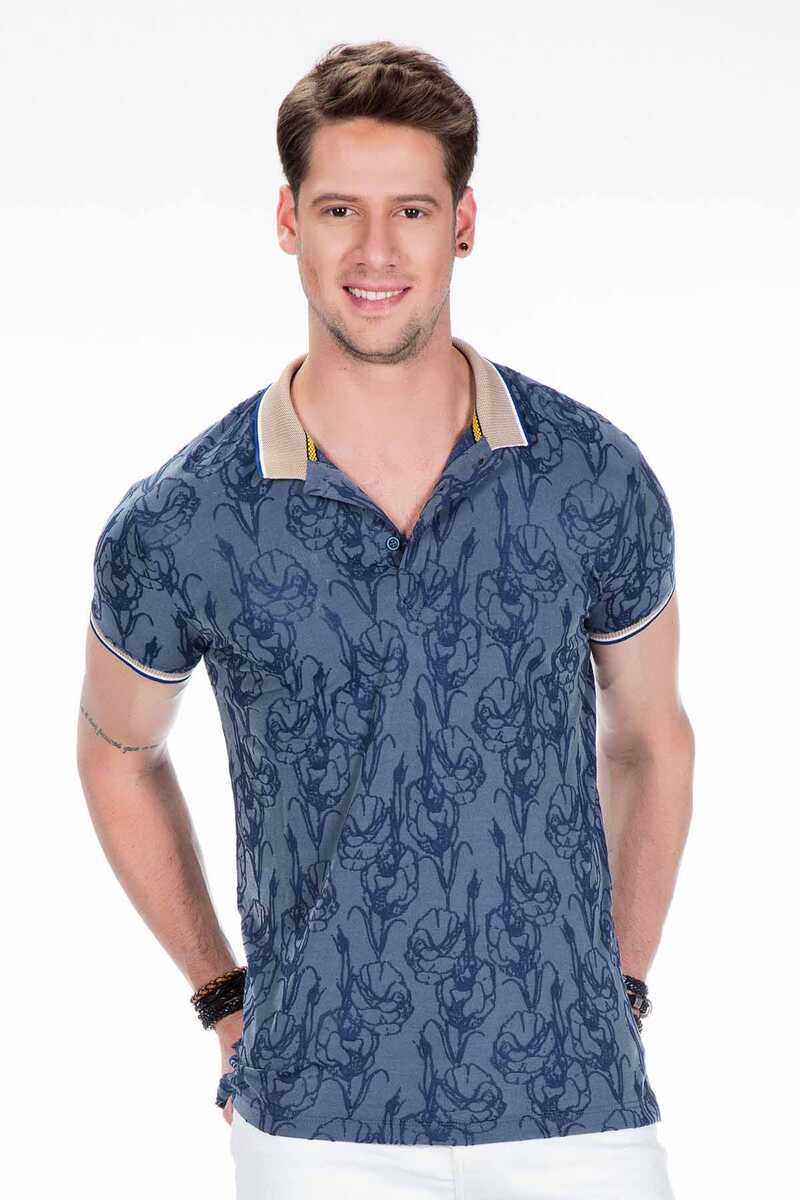 CT451 Men's polo shirt with floral pattern