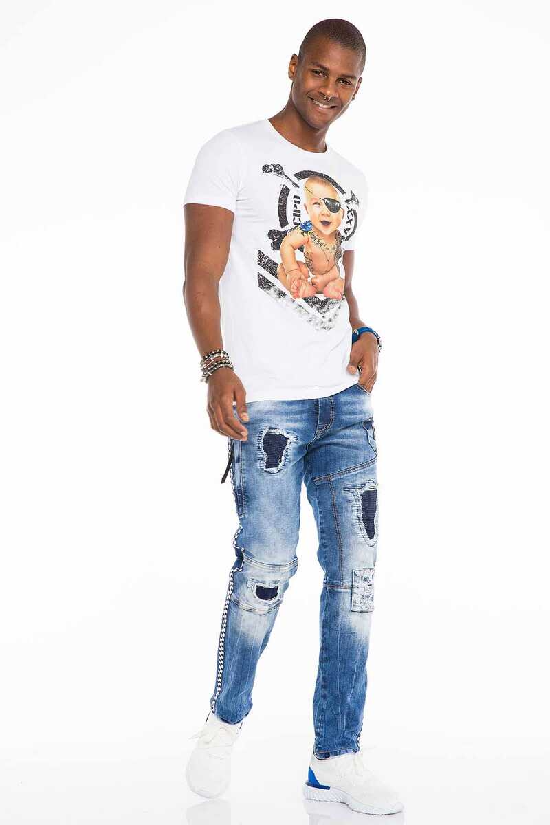CT485 Men's T-shirt with tattooed baby all-over print