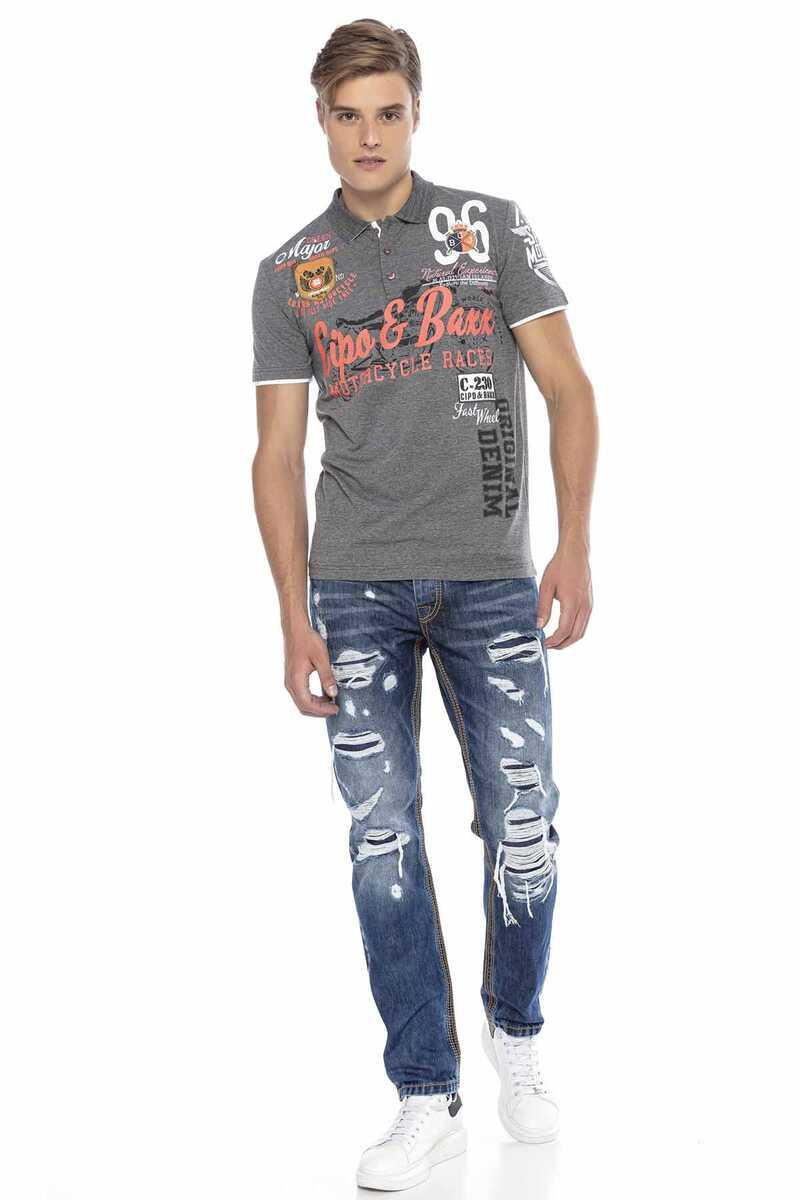 CT604 Men's polo shirt with casual prints