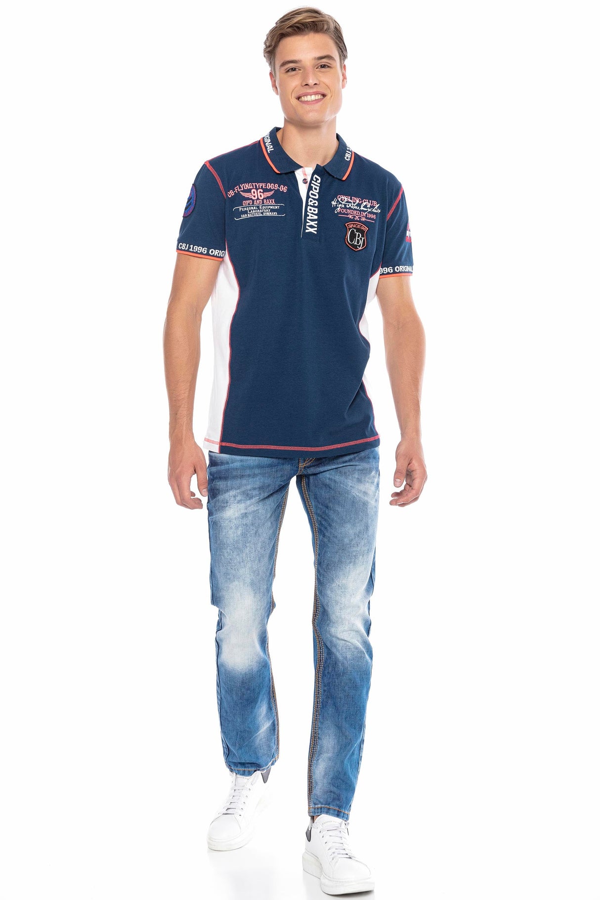 CT605 Men's polo shirt with trendy contrast stitching