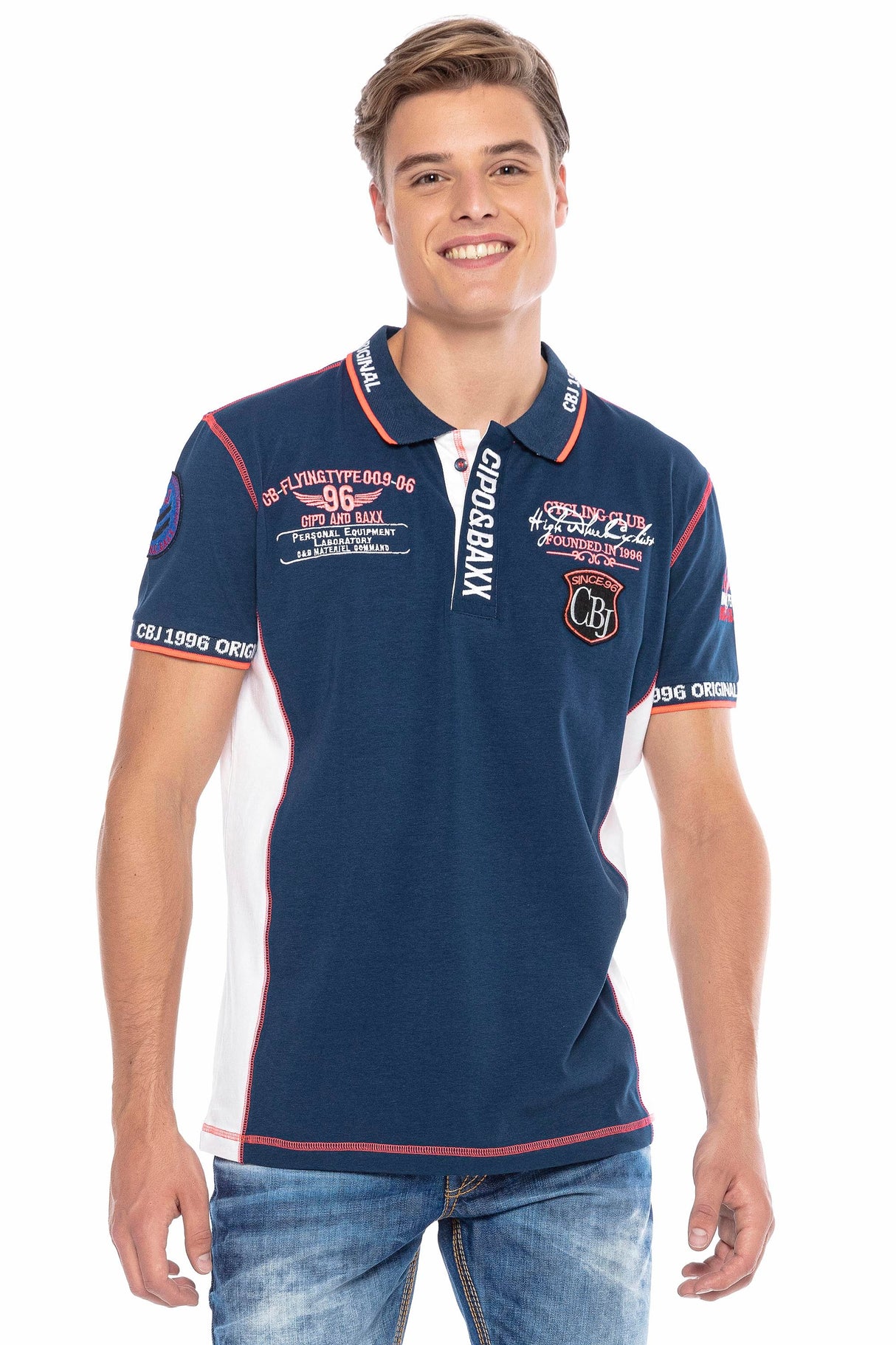 CT605 Men's polo shirt with trendy contrast stitching
