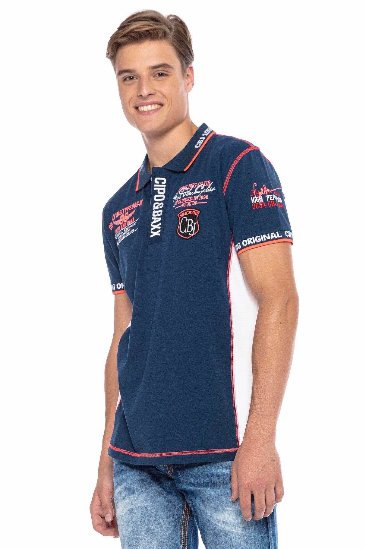 CT605 Men's polo shirt with trendy contrast stitching