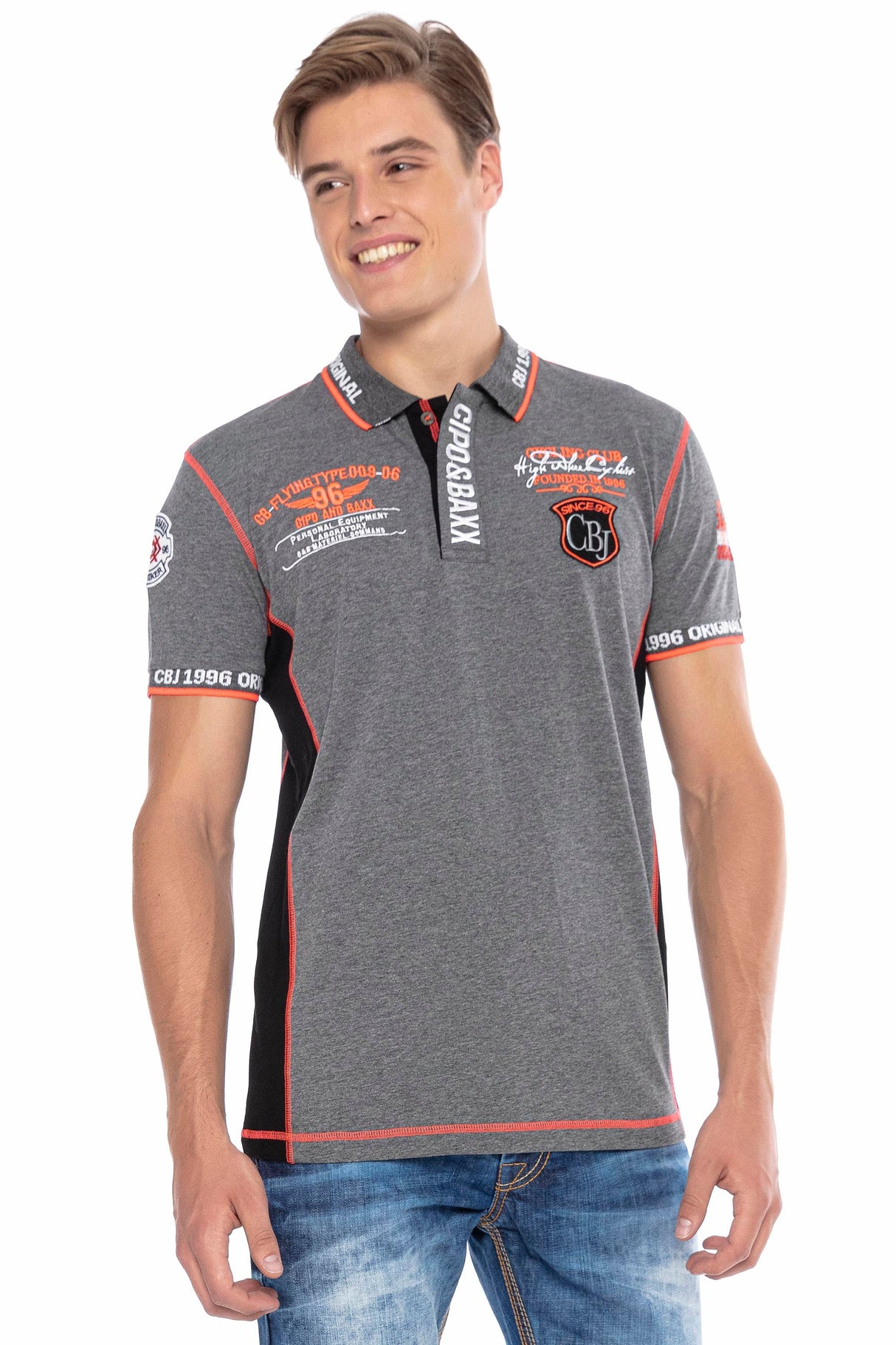 CT605 Men's polo shirt with trendy contrast stitching