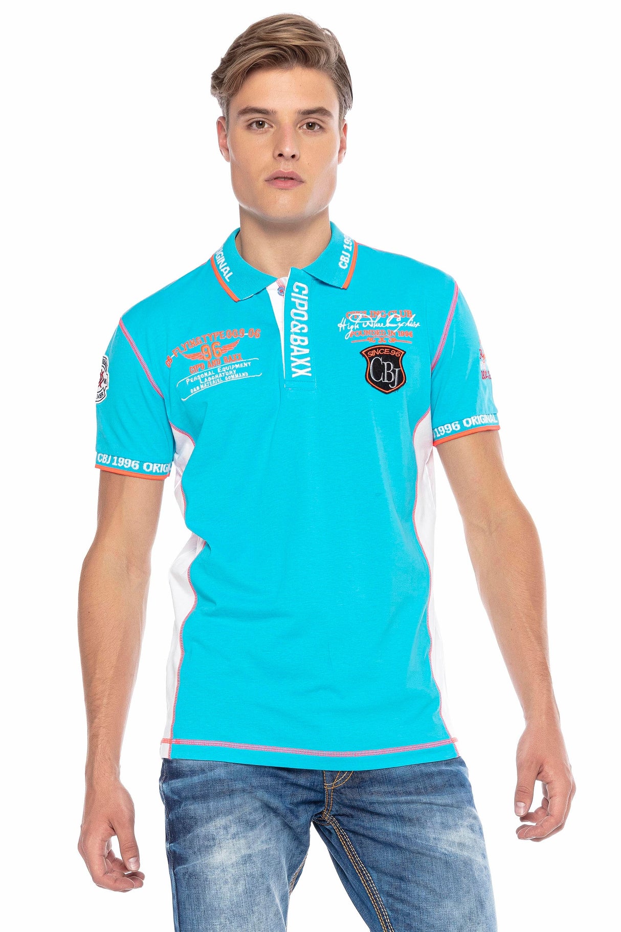 CT605 Men's polo shirt with trendy contrast stitching