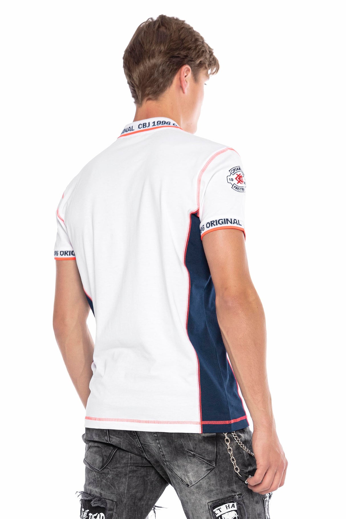 CT605 Men's polo shirt with trendy contrast stitching