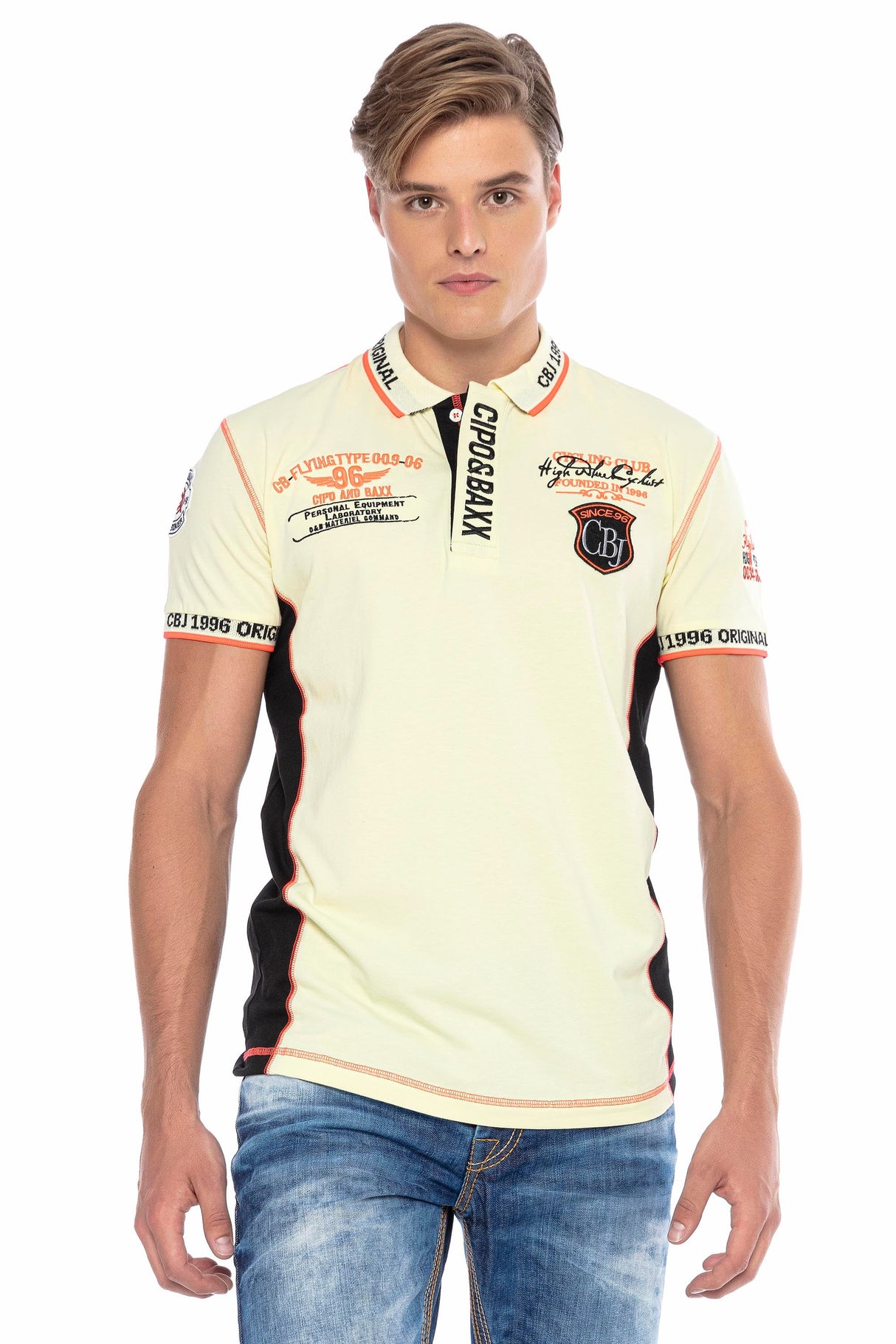 CT605 Men's polo shirt with trendy contrast stitching
