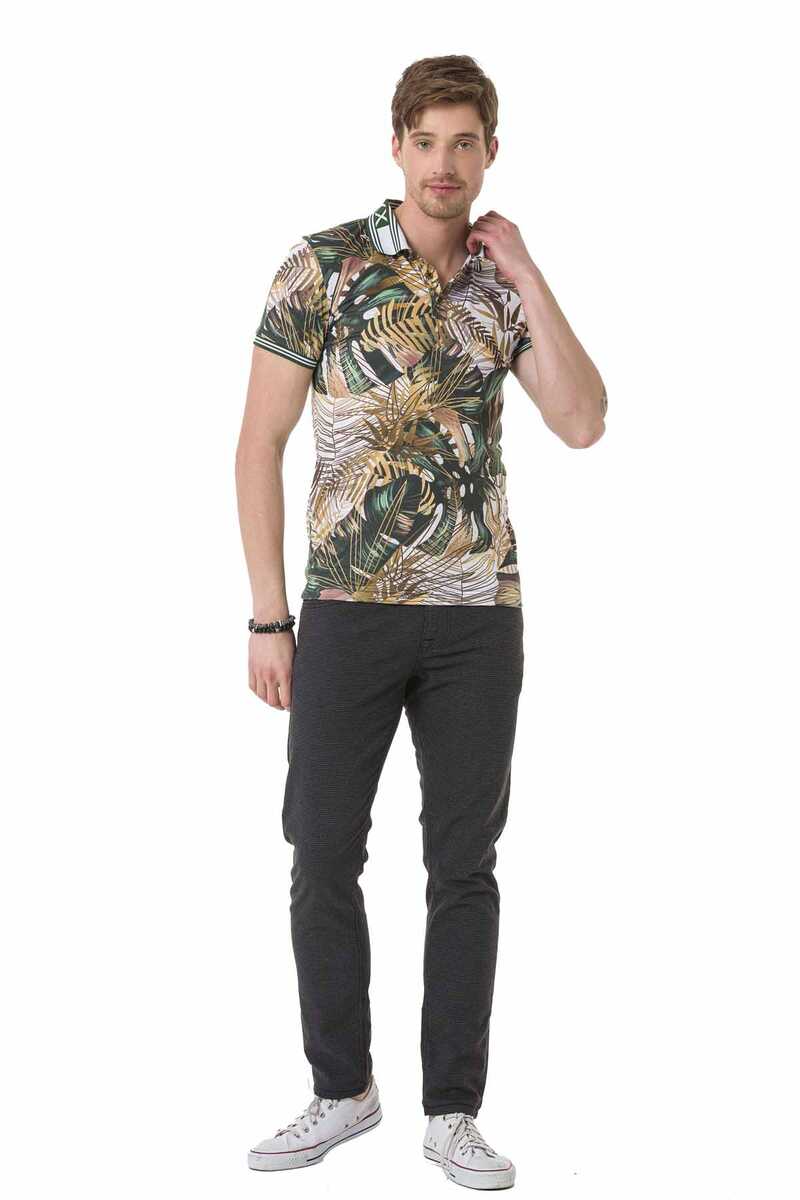 CT698 Men's polo shirt with floral all-over print