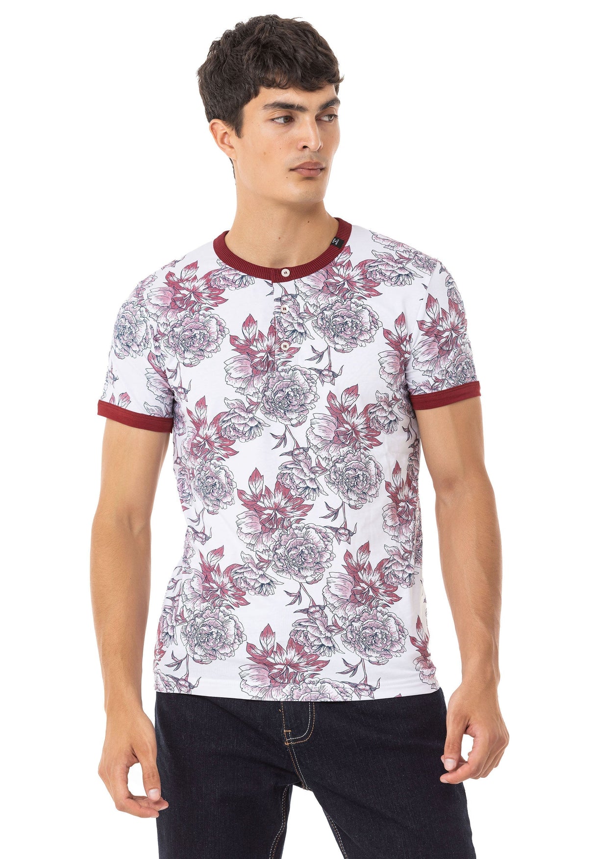 CT707 Men's T-shirt with floral print