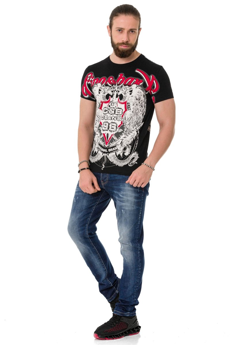 CT716 T-shirt with shadow pattern on the front and back