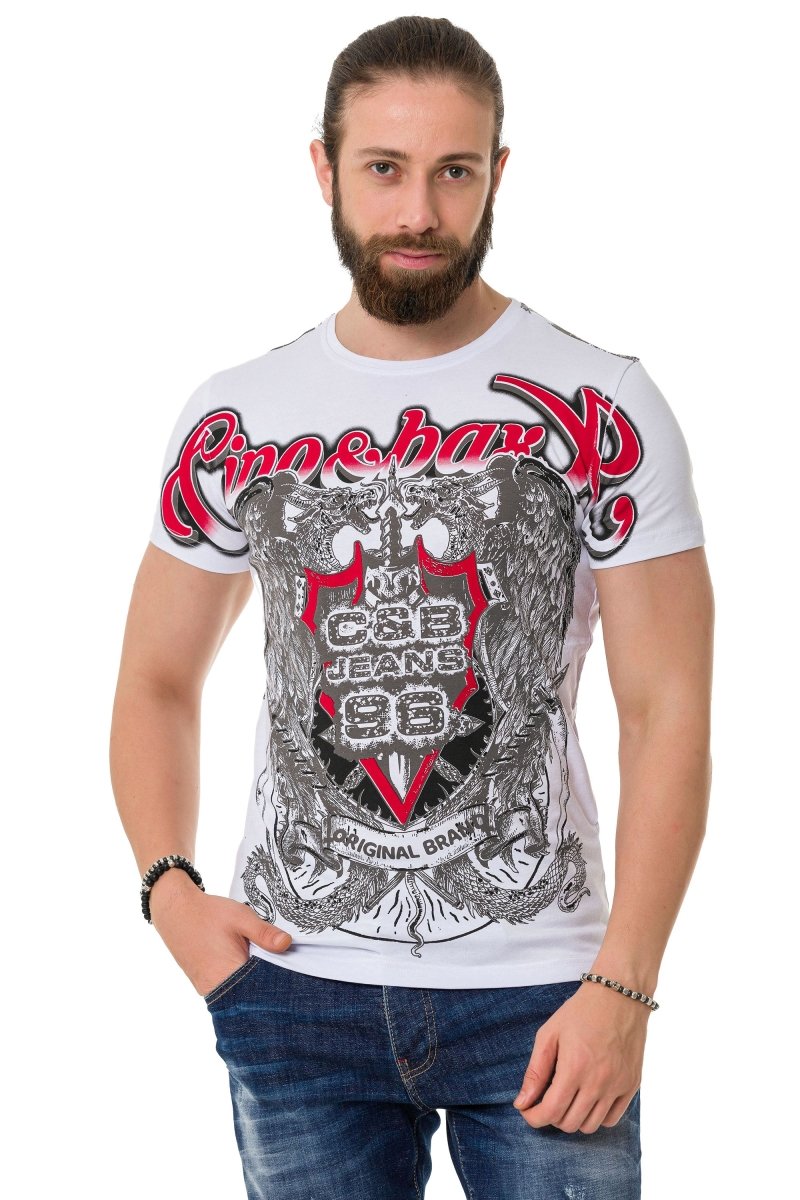 CT716 T-shirt with shadow pattern on the front and back