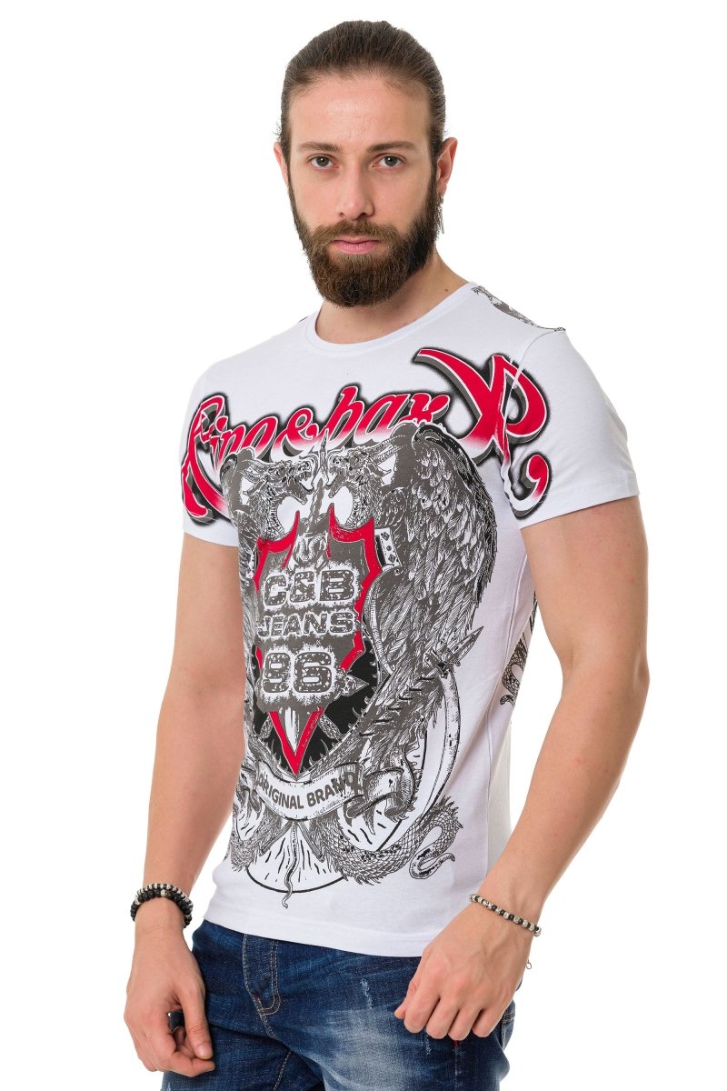 CT716 T-shirt with shadow pattern on the front and back