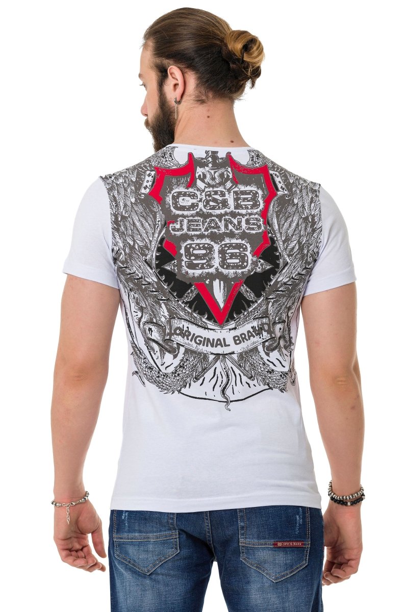 CT716 T-shirt with shadow pattern on the front and back