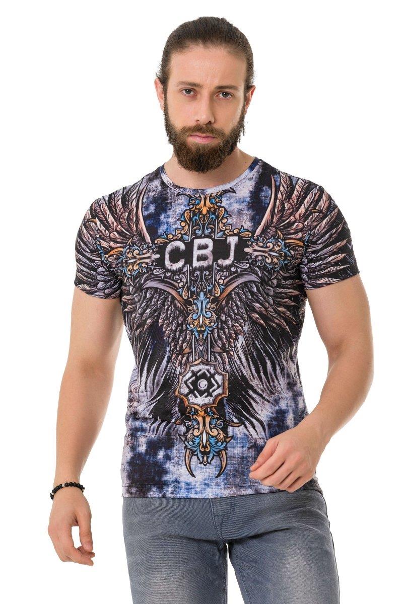 CT719 Men's T-shirt with laser-printed cross-wing pattern