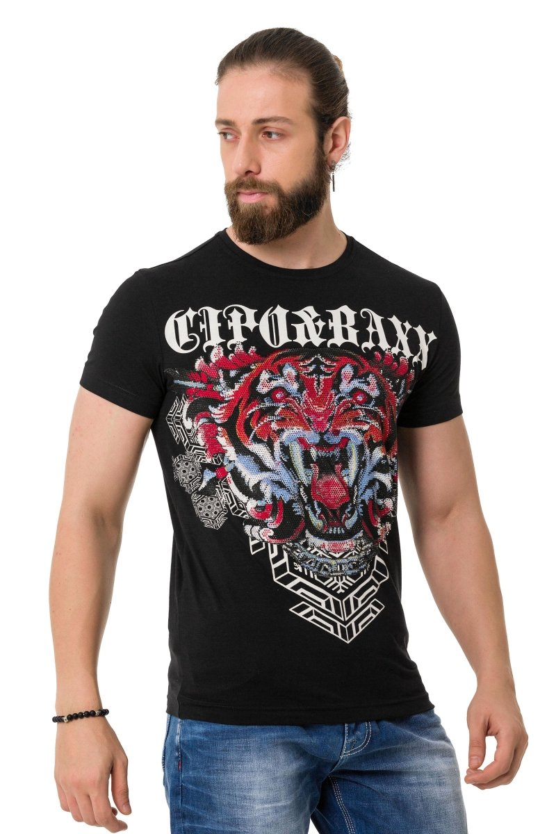 CT729 Men's T-shirt with stylish lion graphic print