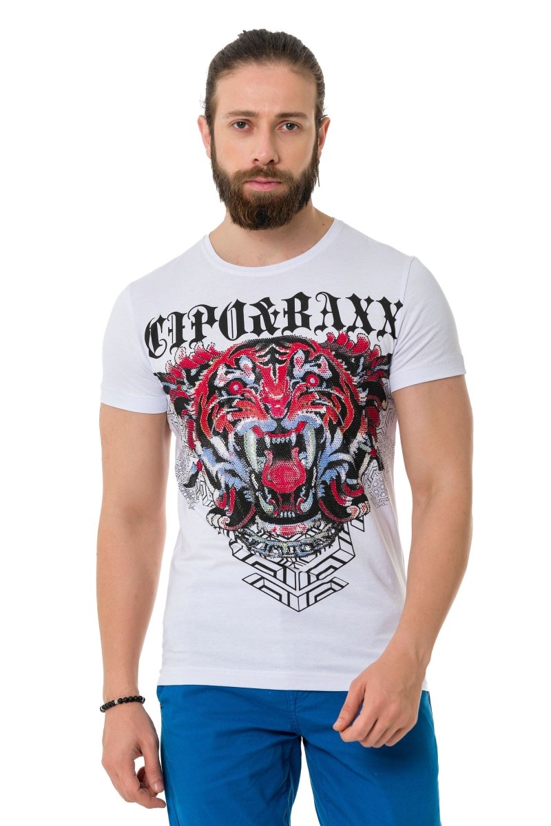 CT729 Men's T-shirt with stylish lion graphic print