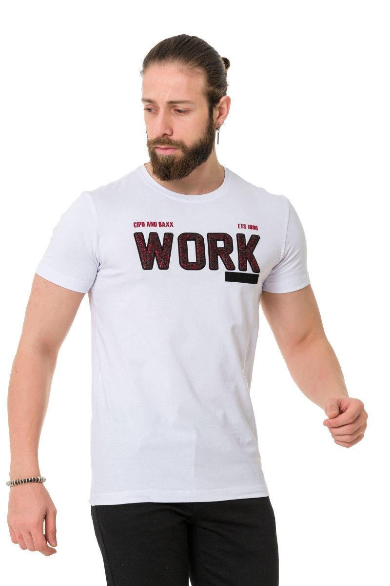 CT734 Men's T-Shirt with Piece Fill Embossing