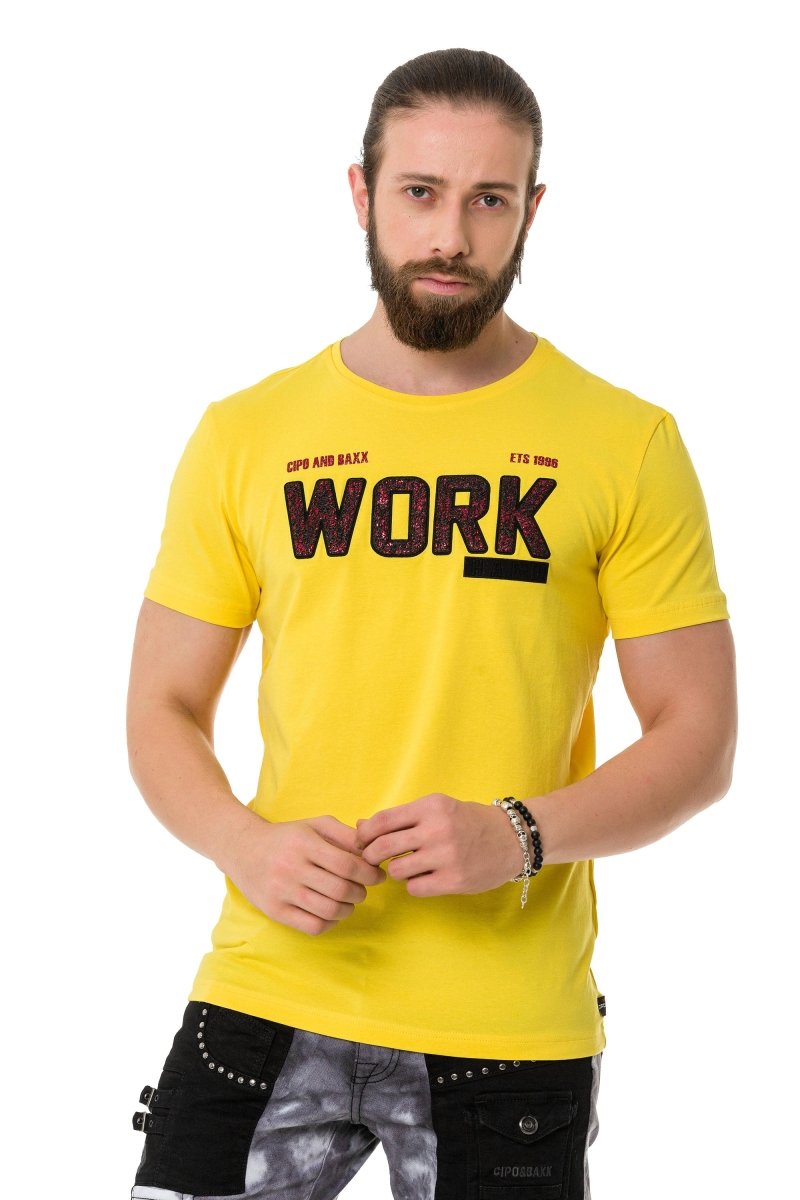 CT734 Men's T-Shirt with Piece Fill Embossing