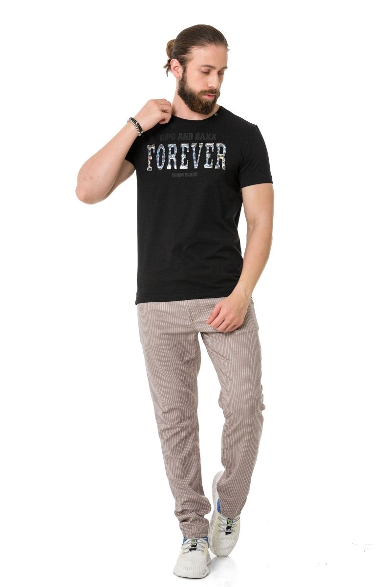 CT736 Men's T-shirt with glossy and embossed lettering