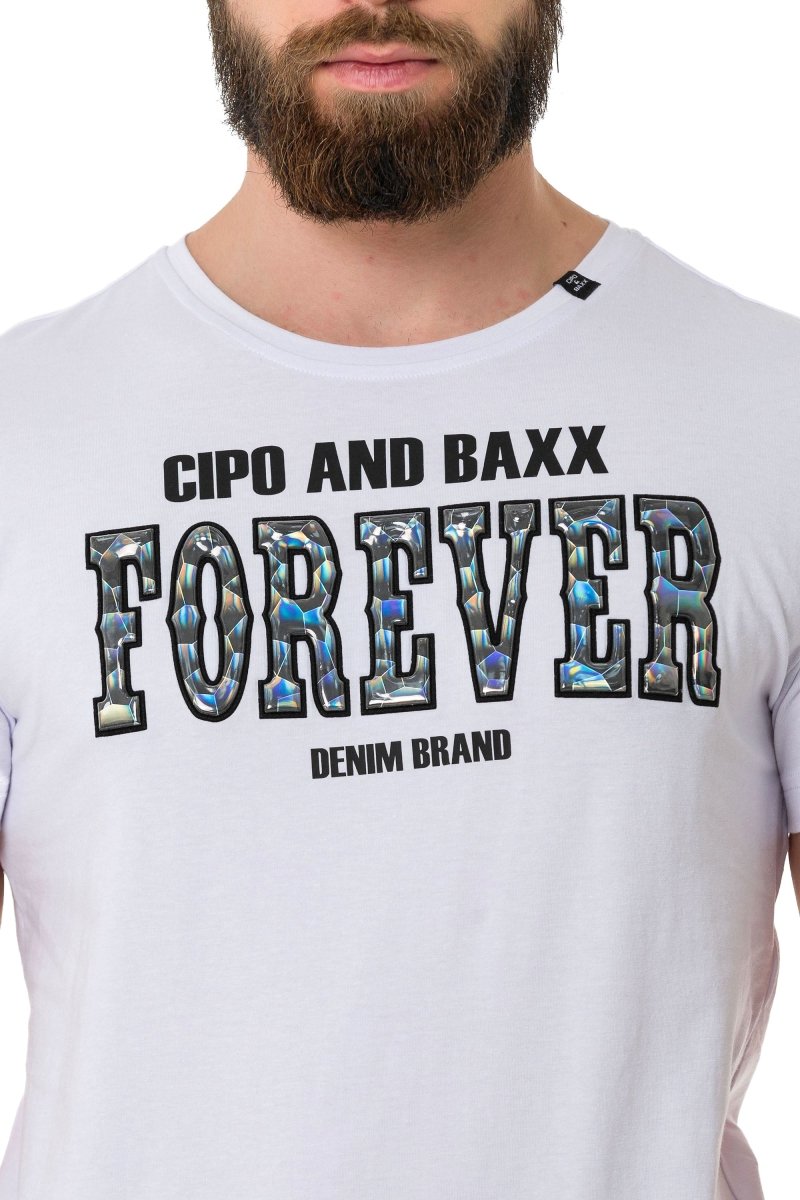 CT736 Men's T-shirt with glossy and embossed lettering