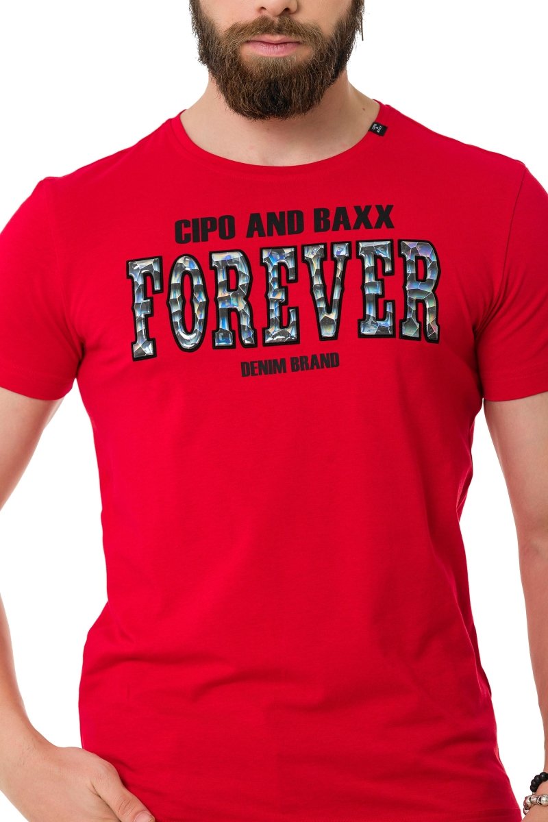 CT736 Men's T-shirt with glossy and embossed lettering