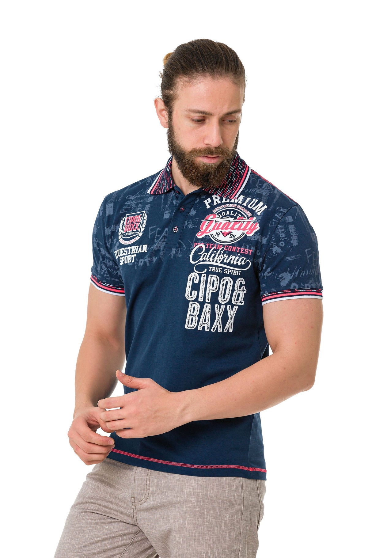 CT738 Men's Polo Shirt with Trendy Print