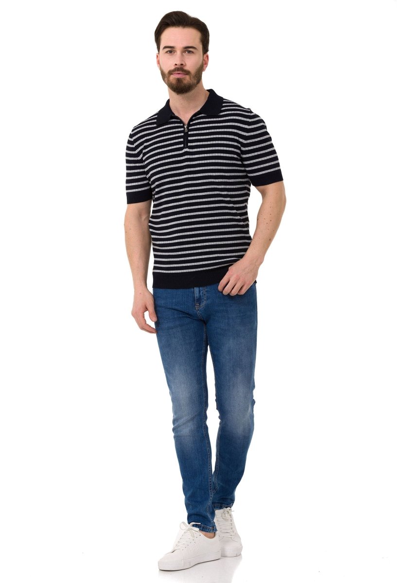 CT751 Men's Polo Shirt with Multicolored Stripe Design