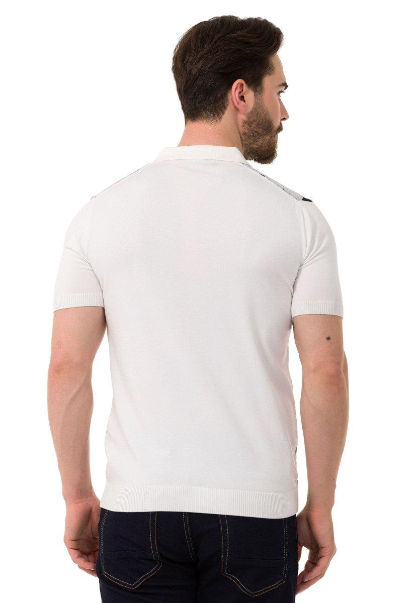 CT753 Men's Polo Shirt Check Pattern Knitwear