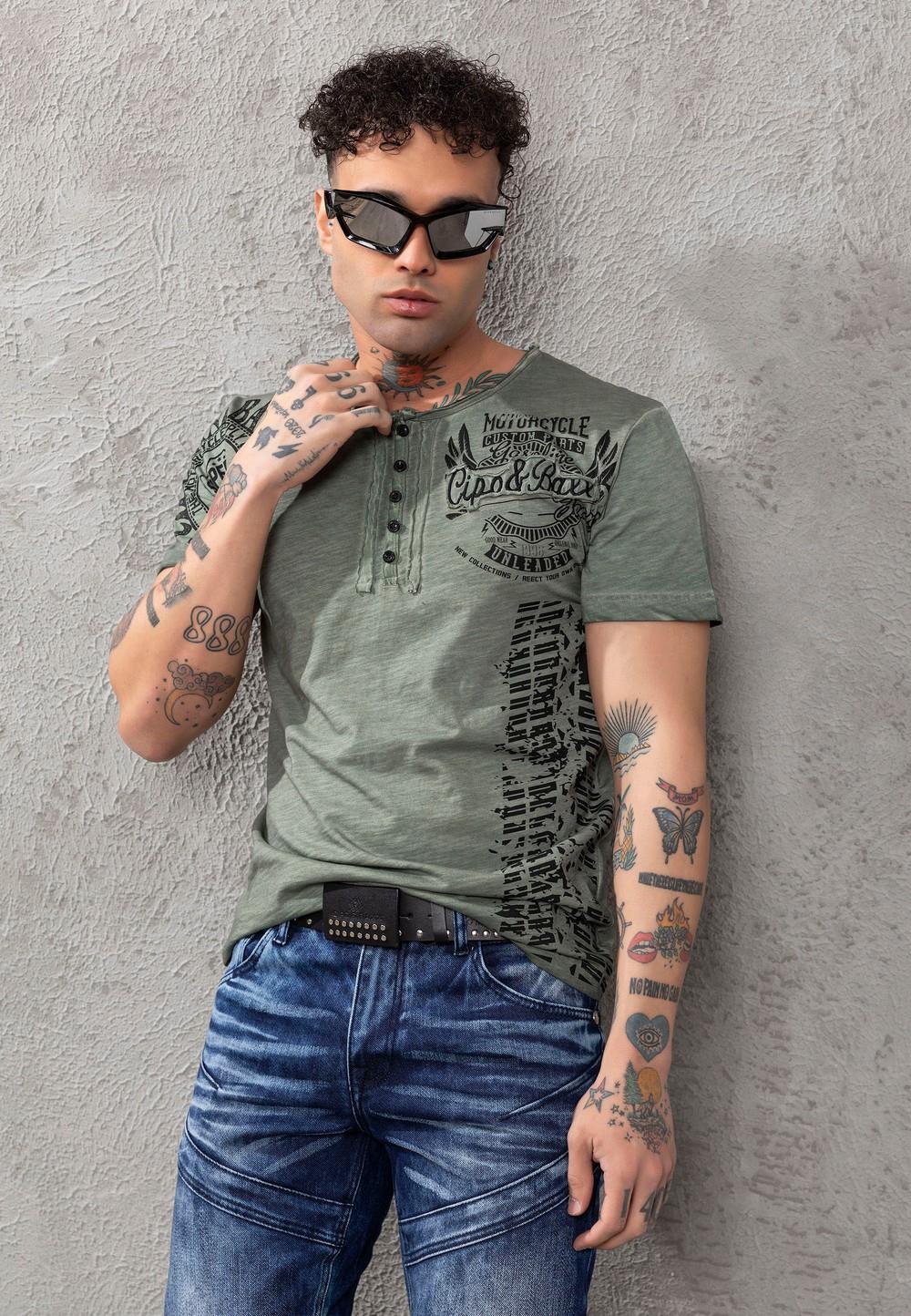 CT789 Biker Men's T-Shirt with Crew Neck