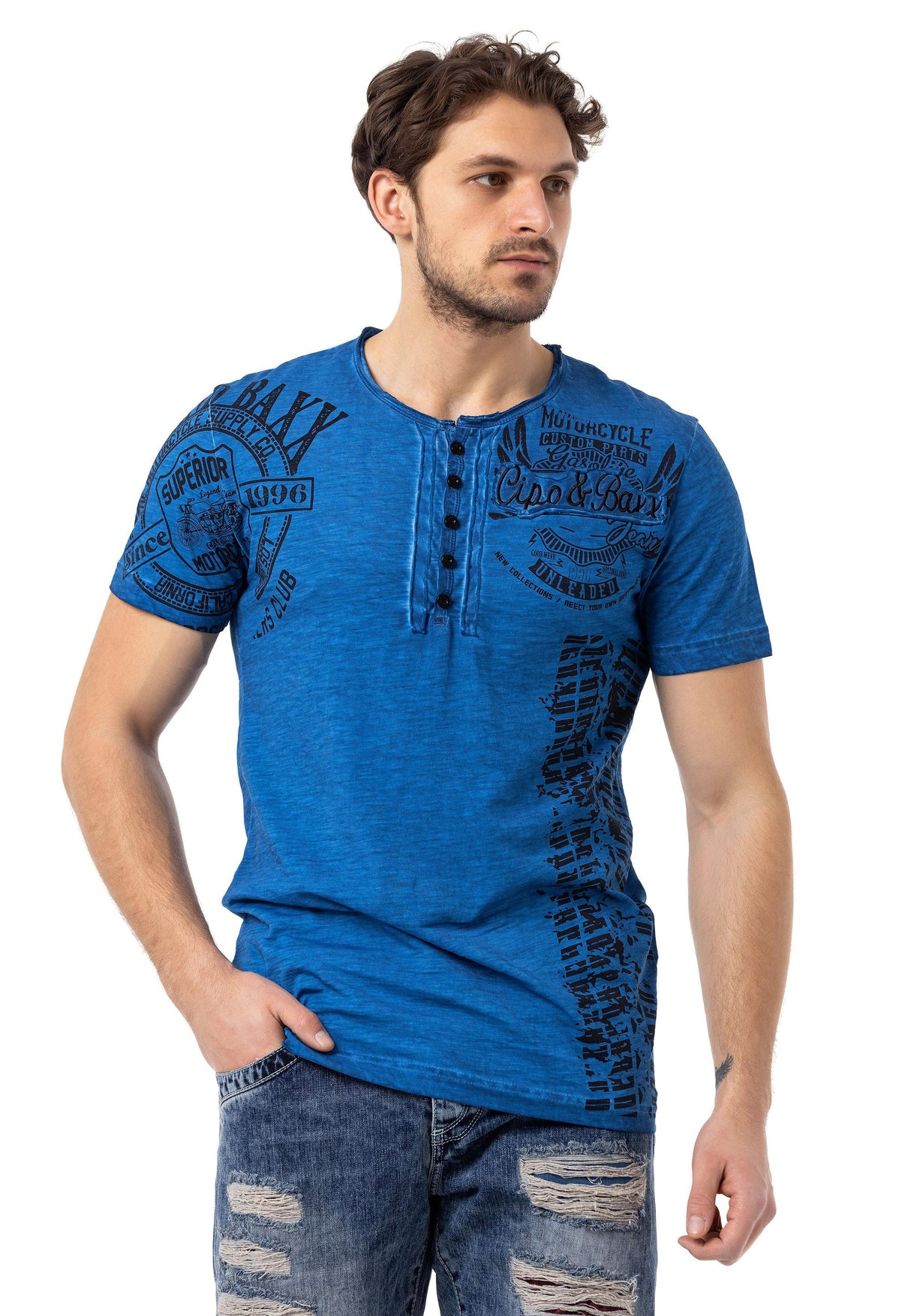 CT789 Biker Men's T-Shirt with Crew Neck