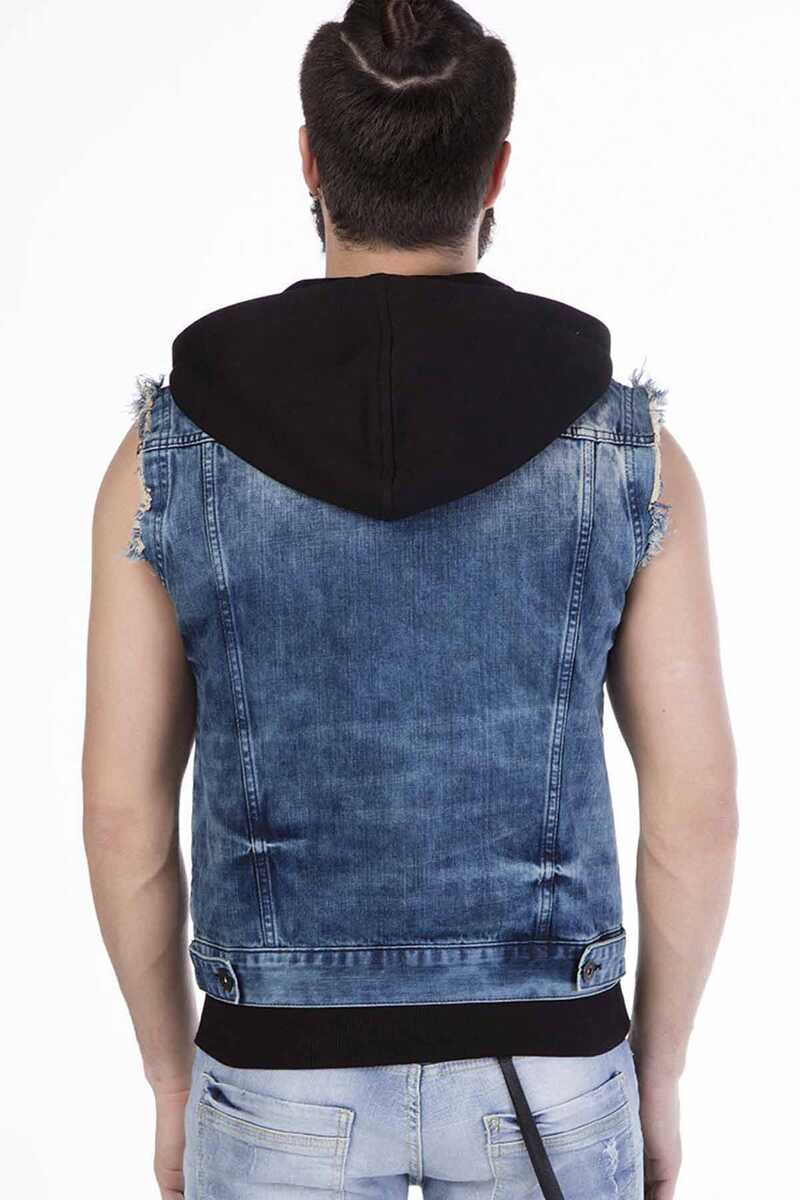 CW106 Men's denim vest with subtle wash