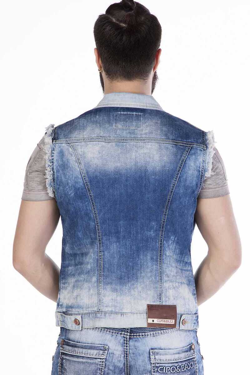 CW107 Men's denim vest in a fashionable used look