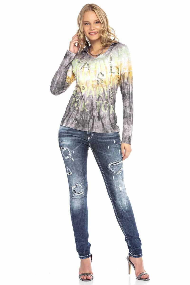 WD423 Women's skinny jeans in the trendy destroyed look