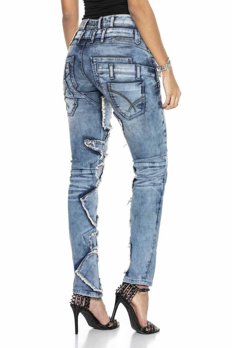 WD411 Women's comfortable jeans with eye-catching patches