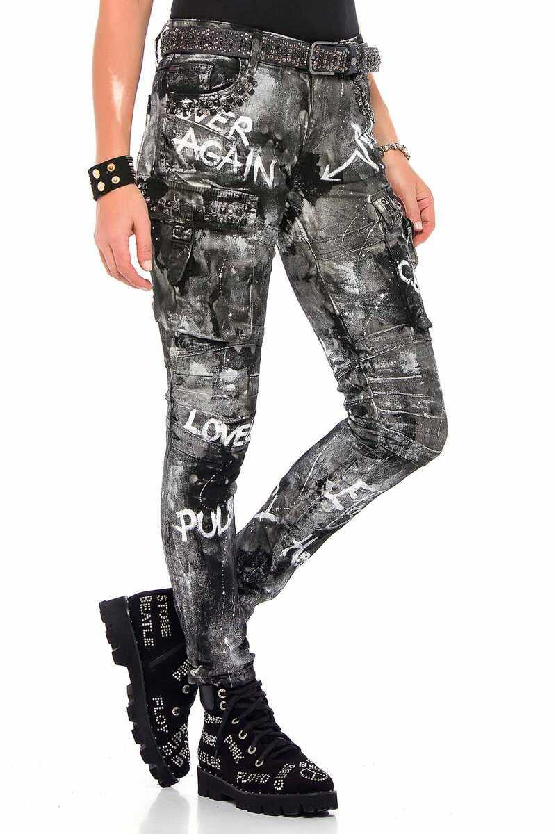 WD397 Women's straight jeans with a cool wash