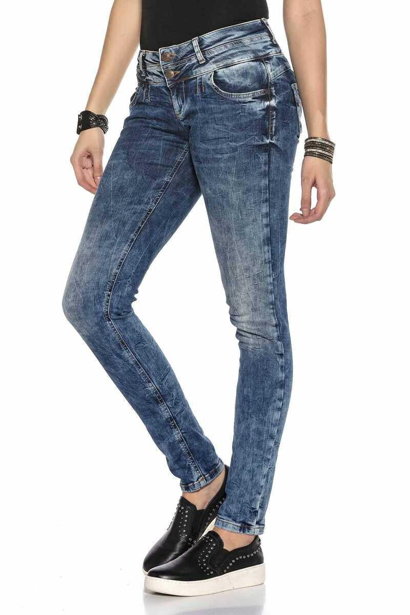 WD379 Women's slim-fit jeans with cool double waistband in skinny fit