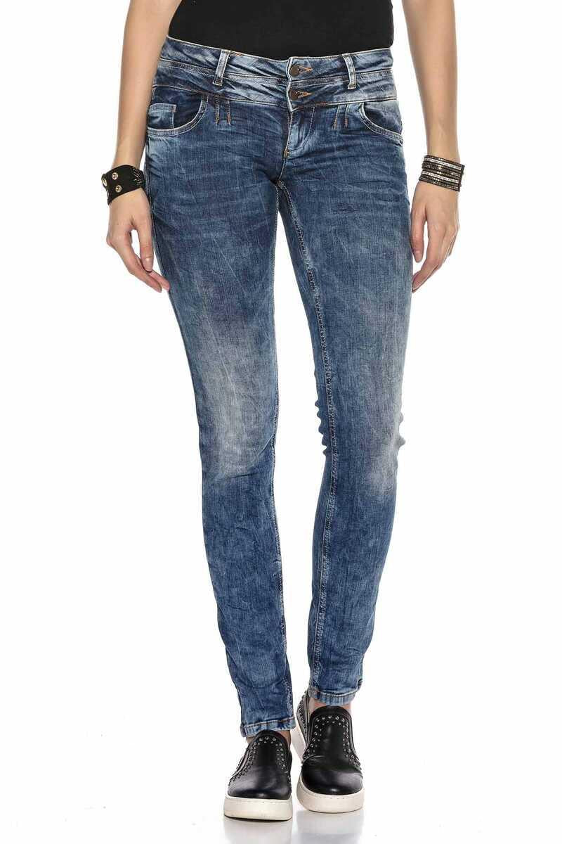 WD379 Women's slim-fit jeans with cool double waistband in skinny fit