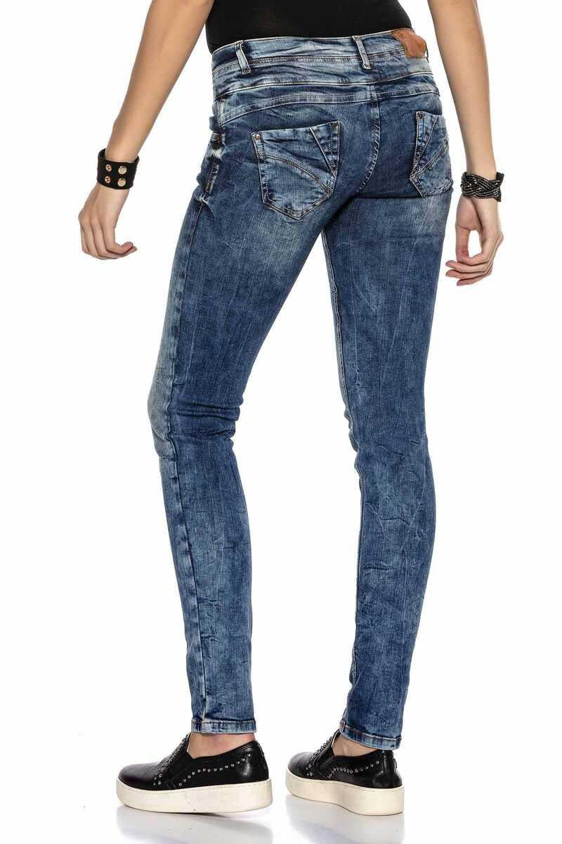 WD379 Women's slim-fit jeans with cool double waistband in skinny fit