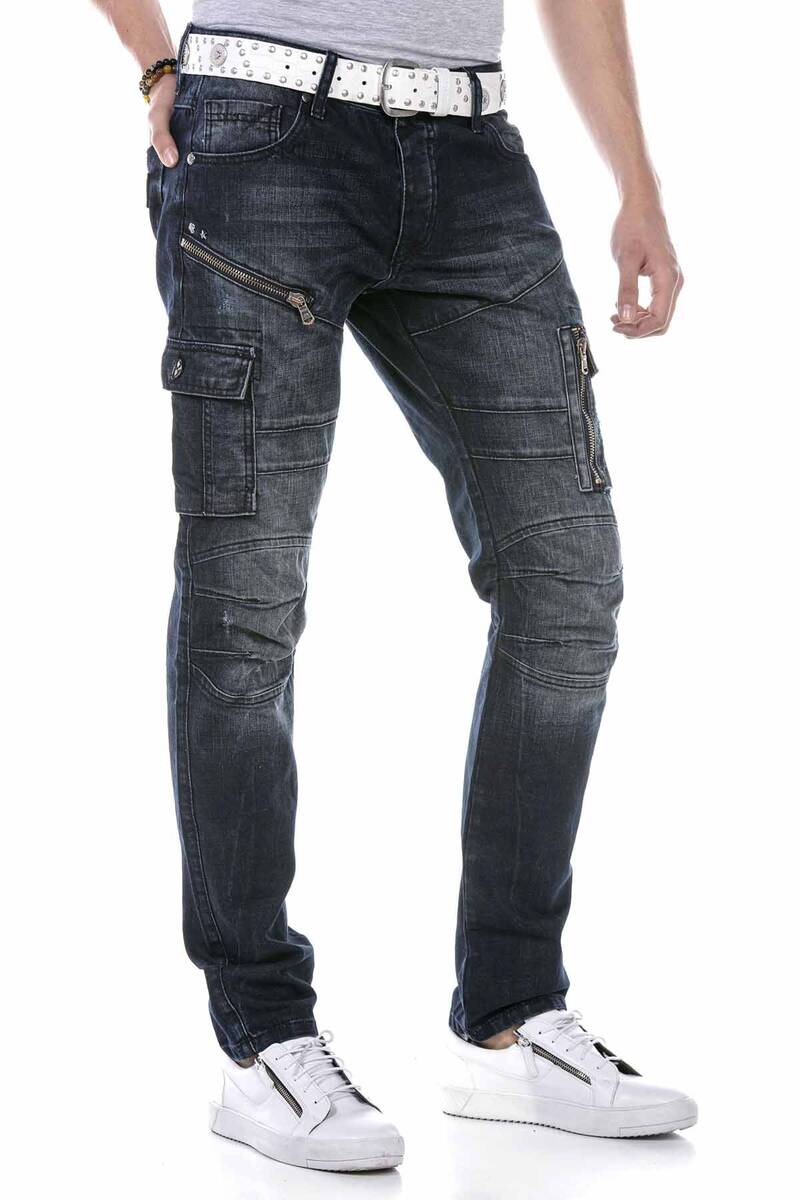 CD680 Men's Straight Fit Jeans with trendy cargo pockets